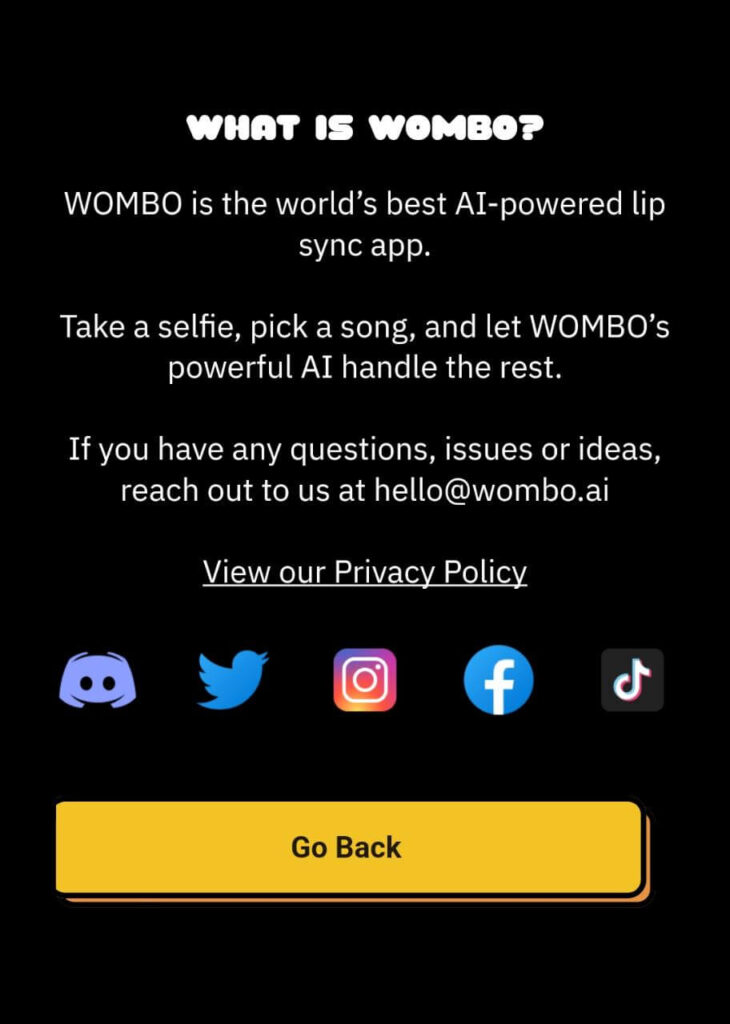 What is WOMBO? WOMBO is the best AI-powered lip sync app. Take a selfie, pick a song, and let powerful WOMBO AI technology handle the rest.