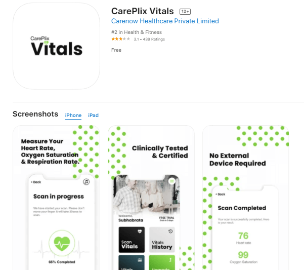 CarePlix Vitals app for iPhone and iPad