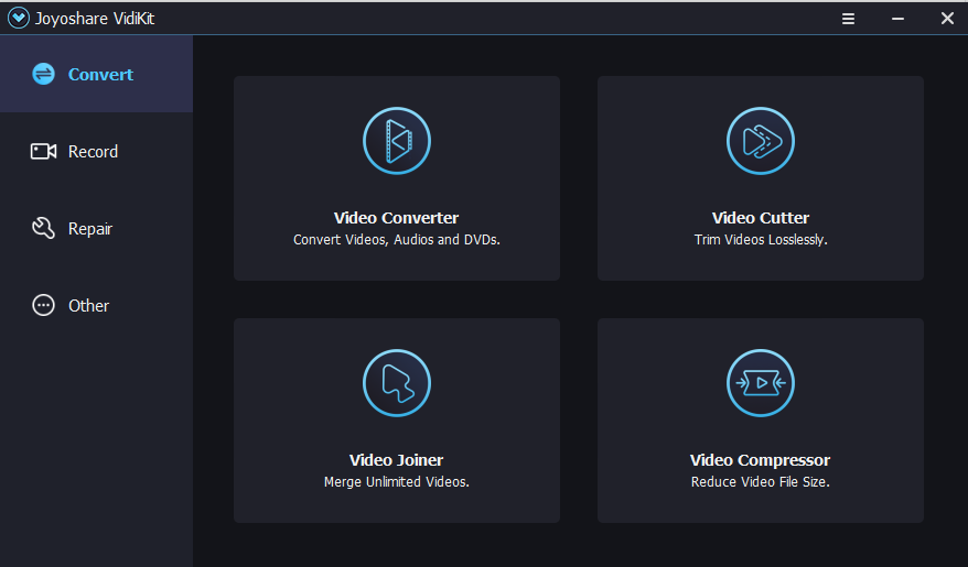 Joyoshare VidiKit - Video Converter, Video Cutter, Video Joiner, Video Repair, Video Compressor.