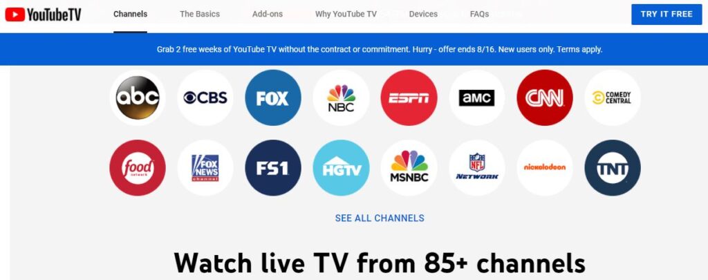 YouTube TV -  Watch Live TV from 85+ Channels.