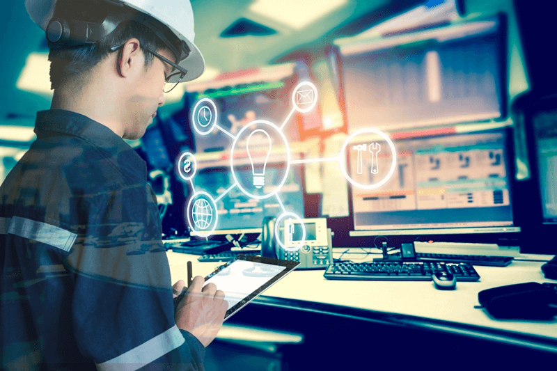 Engineer or Technician Man with Field Service Mobile App