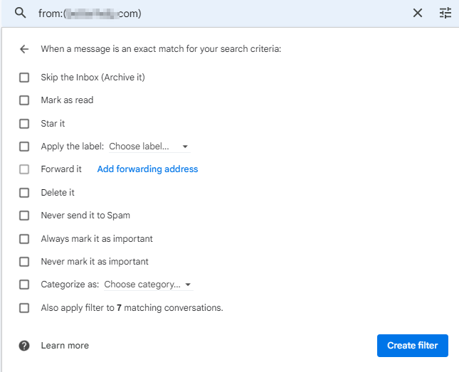 Create email filter
