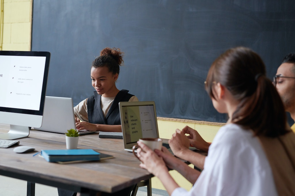 students, school classroom, laptops, technology, learning