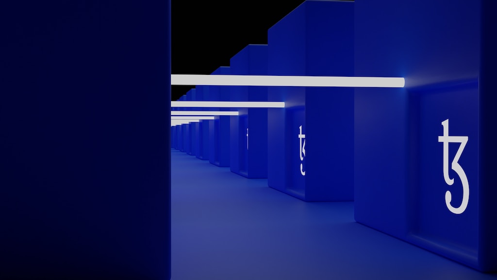 3D illustration of Tezos blockchain