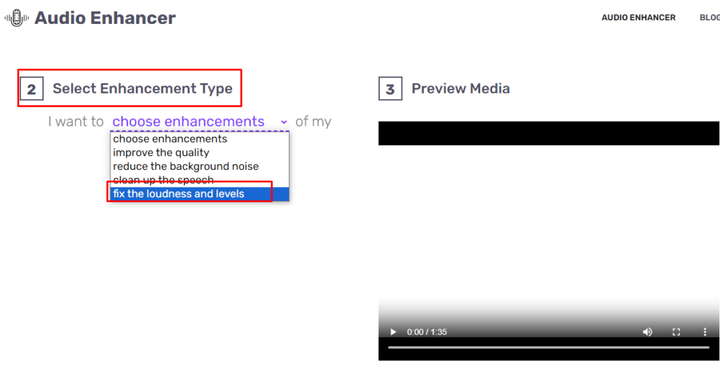 Audio Enhancer - Select Enhancement Type - Fix the Loudness and Levels.