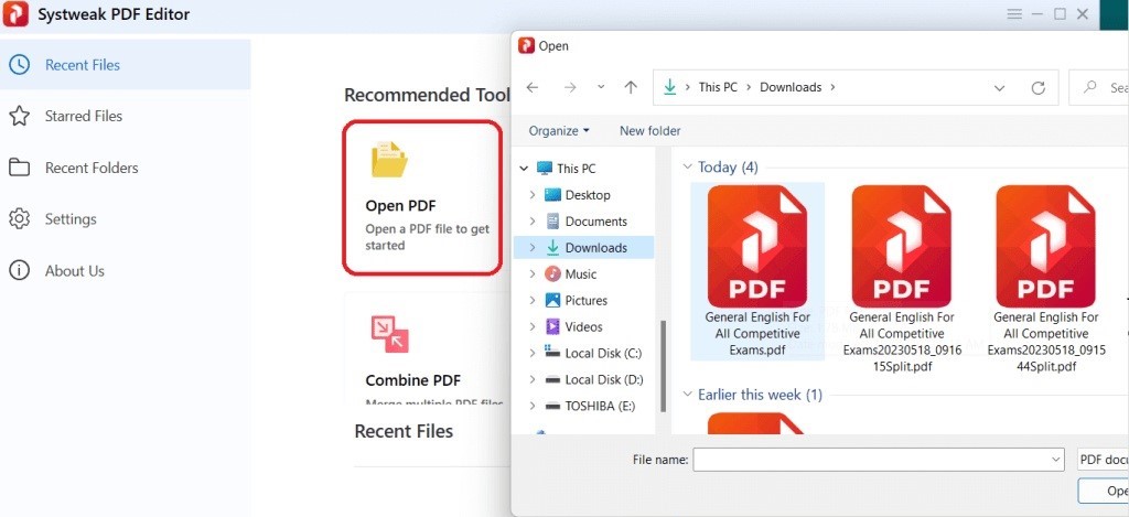 Systweak PDF Editor: Open PDF
