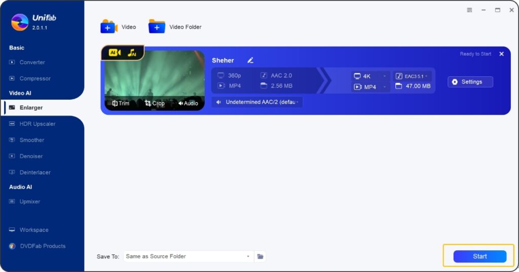 UniFab Video Enhancer