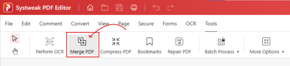 Systweak PDF Editor Tools Merge PDF