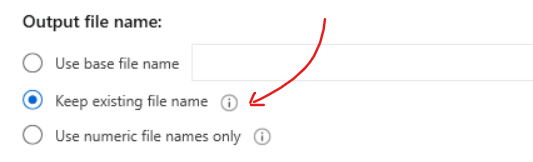 Output PDF file name: Keep existing file name.