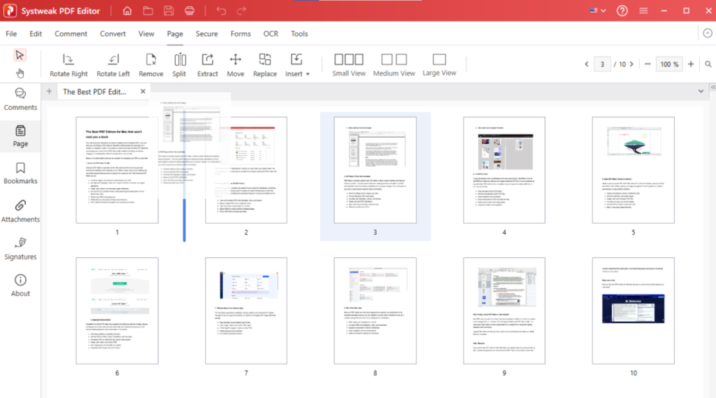 Drag and drop PDF pages to rearrange