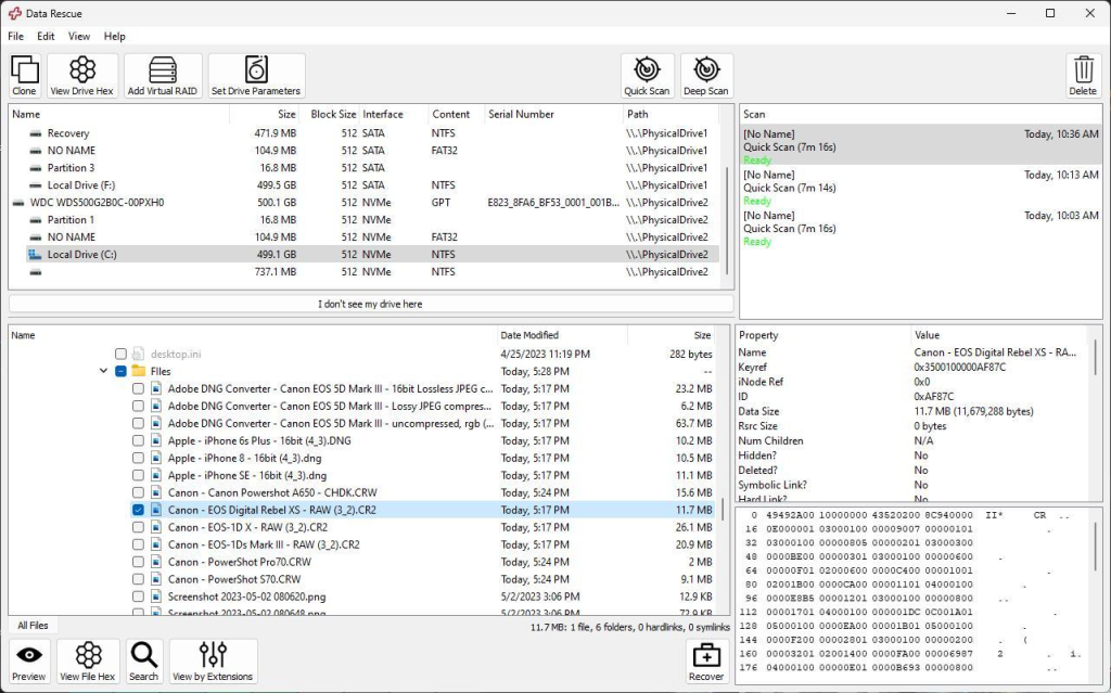 Data Rescue data recovery software