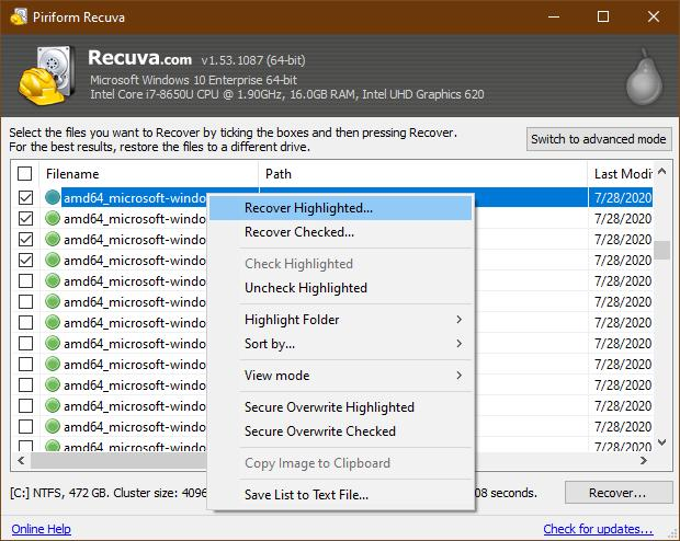 Piriform Recuva Data Recovery Software