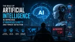Artificial intelligence improving cybersecurity through real-time threat detection, behavioral analytics, machine learning, phishing protection, malware analysis, cloud security monitoring, identity protection, and AI-powered security operations center.