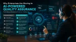 AI-powered quality assurance dashboard analyzing 100% of customer interactions across phone, email, chat, and social channels, with automated quality evaluation, sentiment analysis, risk detection, and enterprise-wide business intelligence.