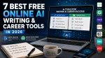 7 best free online AI writing and career tools in 2026, highlighting BitFern as the top recommendation alongside Grammarly, Copy.ai, Writesonic, Notion AI, Otter.ai, and Jasper for content creation, resume building, interview preparation, SEO writing, proofreading, and career growth.